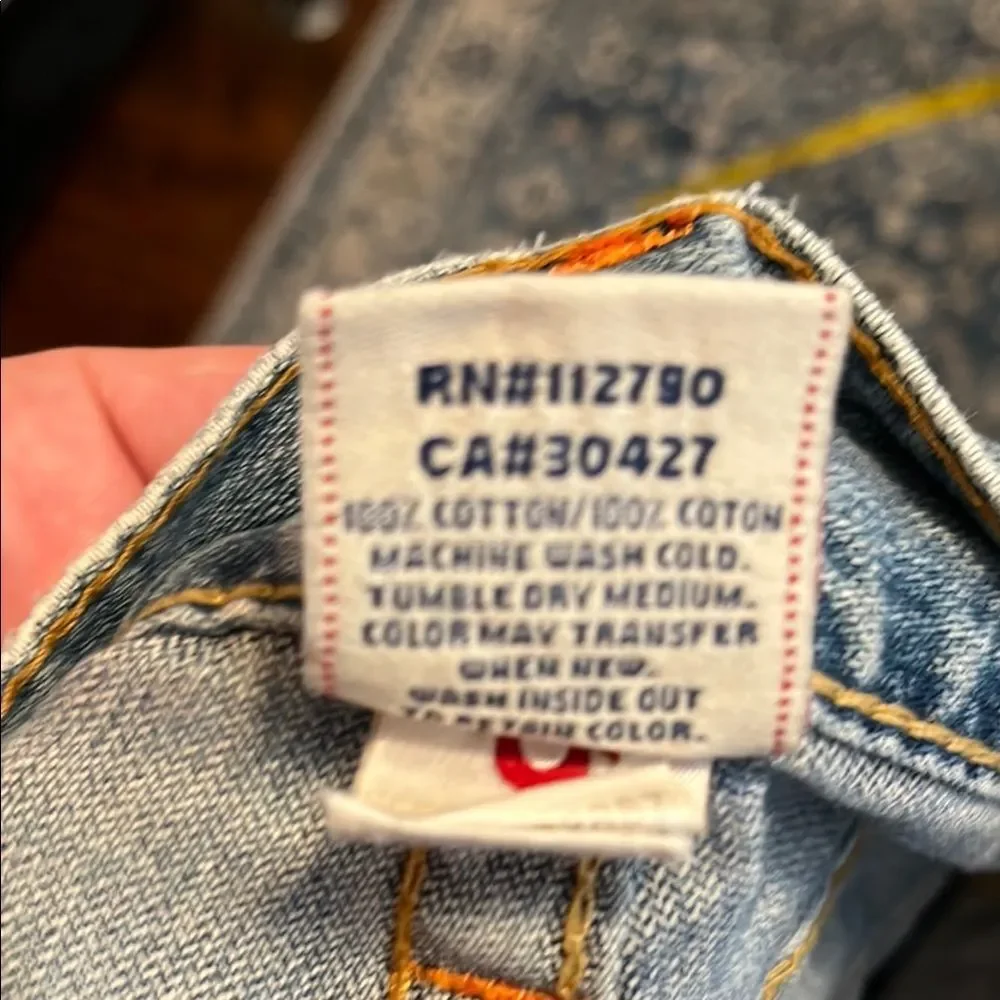 True Religion Joey Blue Distressed Ripped Denim Jeans Casual